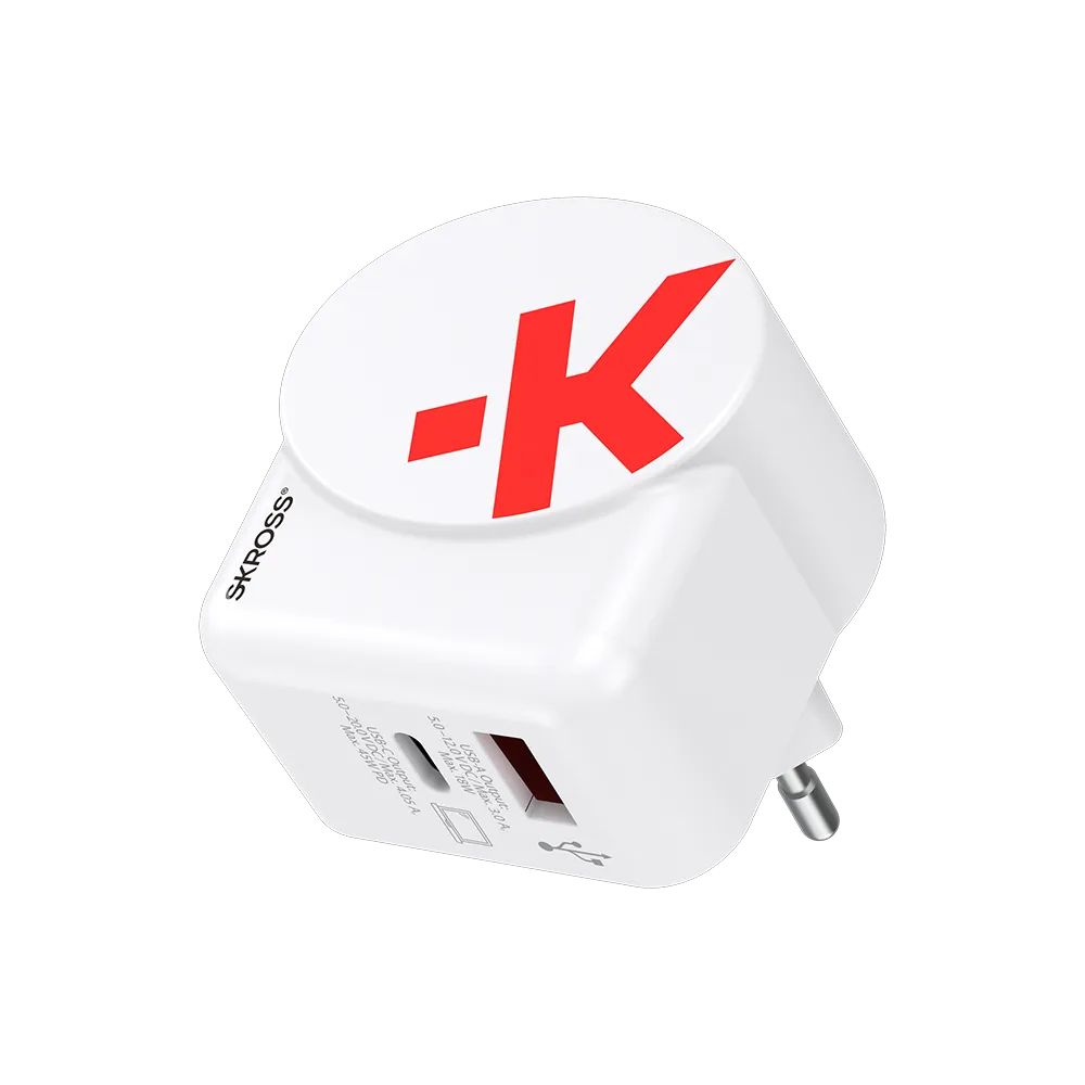 SKROSS 1xUSB-A 1xUSB-C PD 45W hálózati adapter White