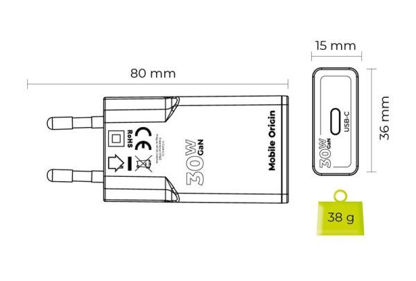 Mobile Origin MO17 - USB-C GaN 30W Slim Charger