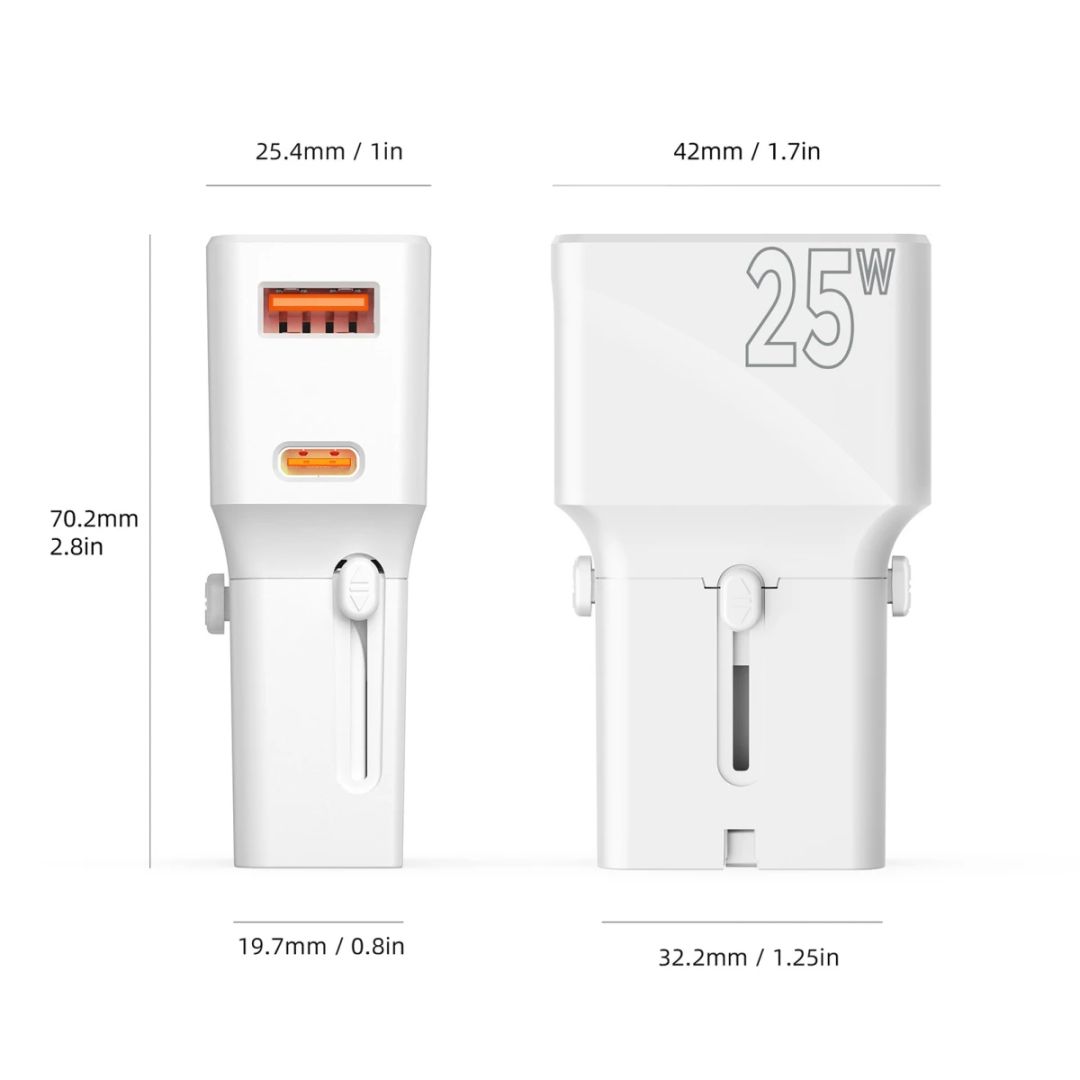 Mobile Origin Travel adapter 25W EU/US/UK/AU White