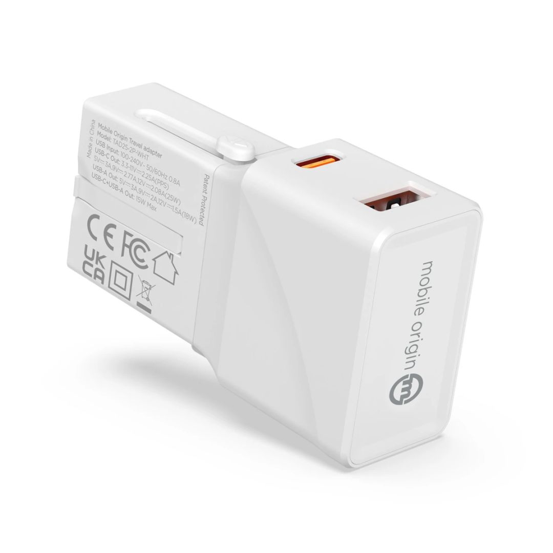 Mobile Origin Travel adapter 25W EU/US/UK/AU White