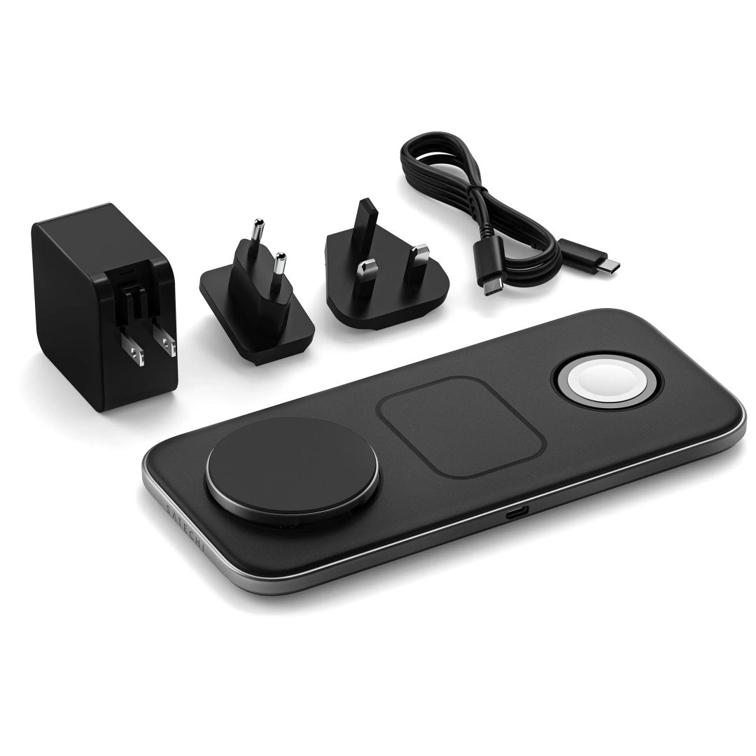 Satechi Qi2 Trio Wireless Charging Pad with Type A/C/G plugs Space gray