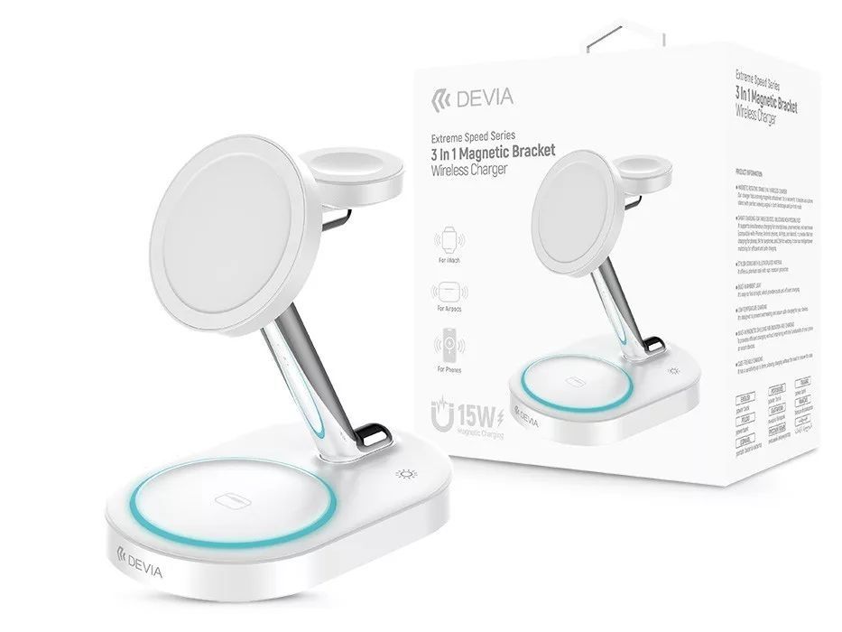 Devia ST111844 Extreme Speed Series 15W Qi 3In1 Wireless Charger White