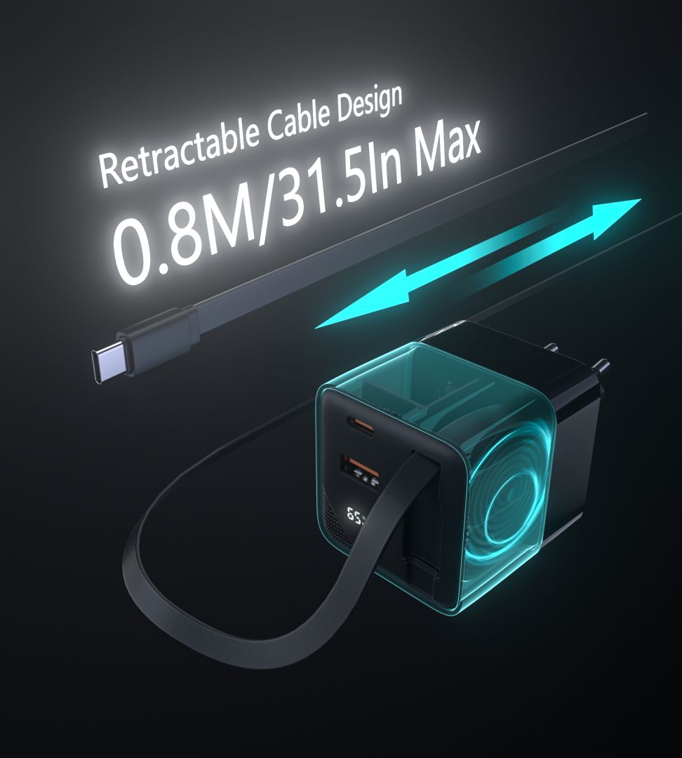 Choetech  PD6091 65W GaN Charger with Telescopic Module EU Black