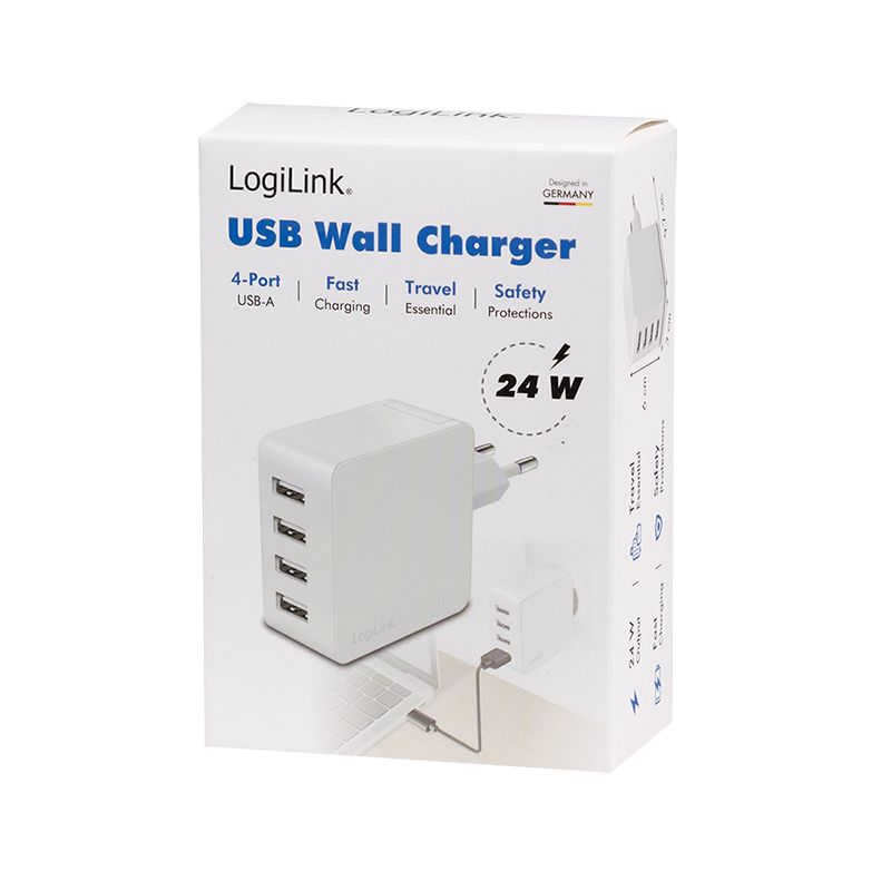 Logilink 4 port USB socket adapter 24 W 4x USB-A White