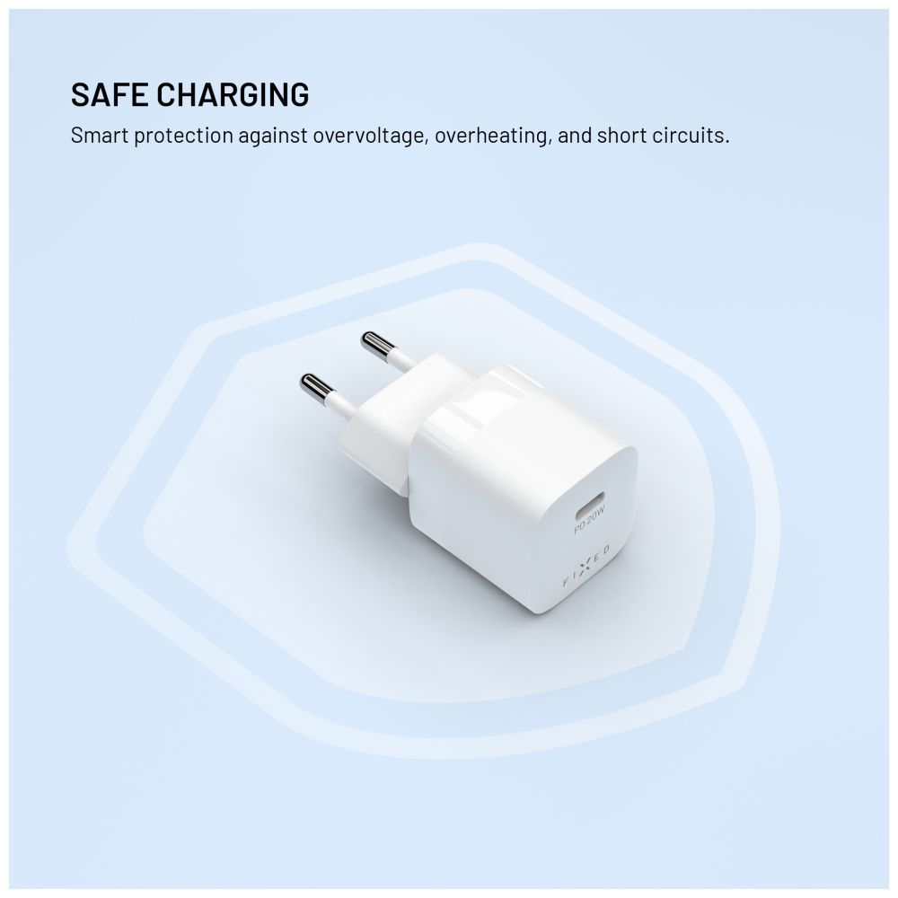 FIXED Mini Travel Charger 20W + USB-C/USB-C Cable White