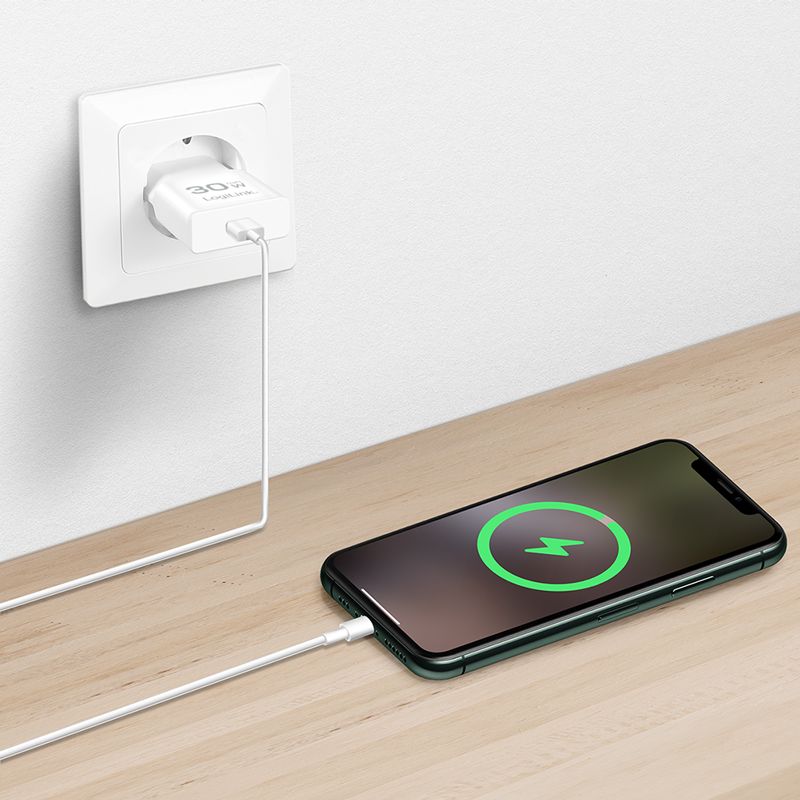 Logilink USB-C socket adapter GaN 1x USB-C (PD) 30W White