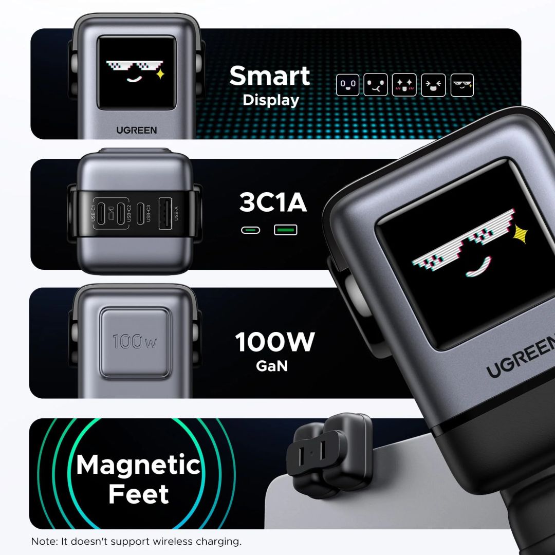 UGREEN Nexode RG (Robot GaN) Uno Charger Wall Mount 100W Black