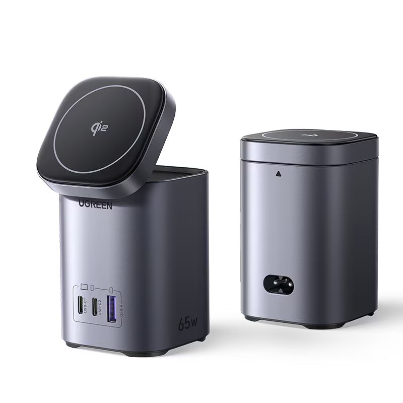 UGREEN Nexode 65W GaN 15W Qi2 Wireless Charger Grey