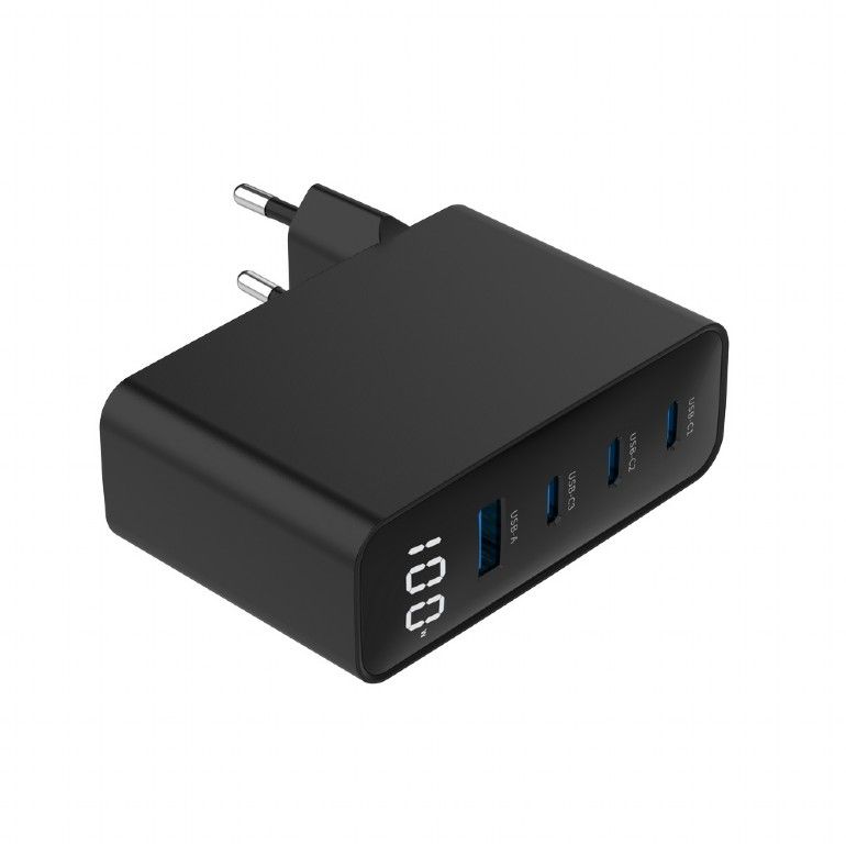 Gembird 4-port 100W GaN USB fast charger LCD Black