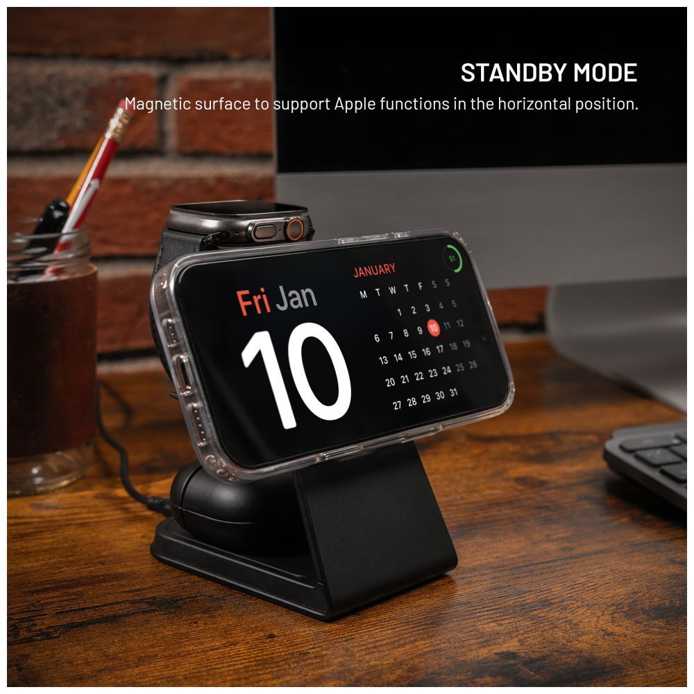 FIXED MagPowerstation vezeték nélküli töltő Alu 2, fekete