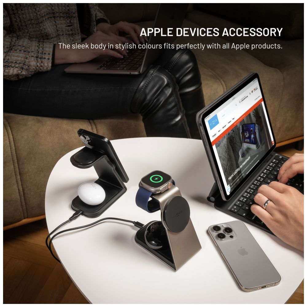 FIXED MagPowerstation vezeték nélküli töltő Alu 2, fekete