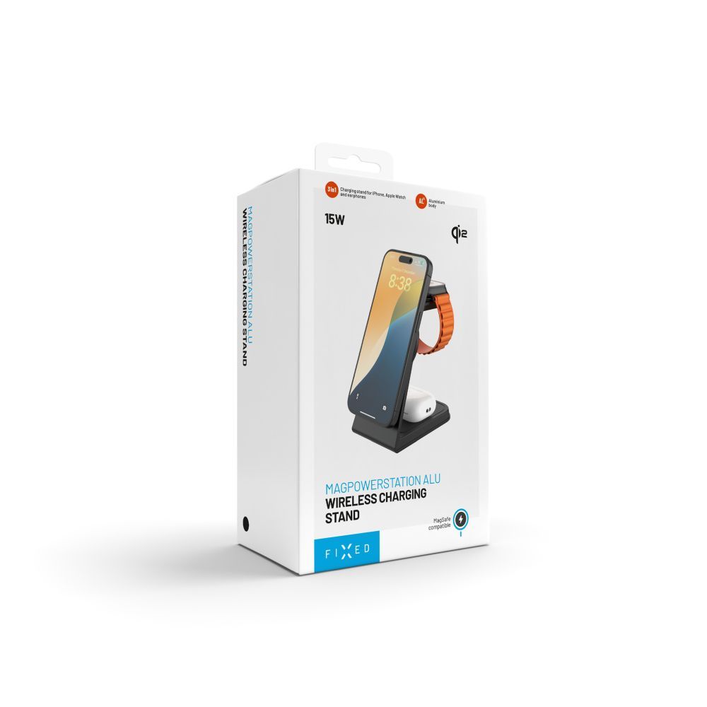 FIXED MagPowerstation vezeték nélküli töltő Alu 2, fekete