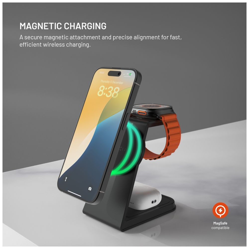 FIXED MagPowerstation vezeték nélküli töltő Alu 2, fekete