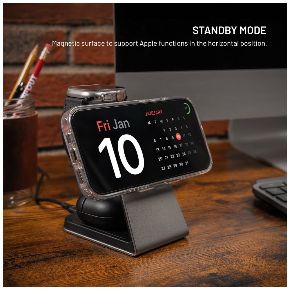 FIXED MagPowerstation vezeték nélküli töltő Alu 2, titanium