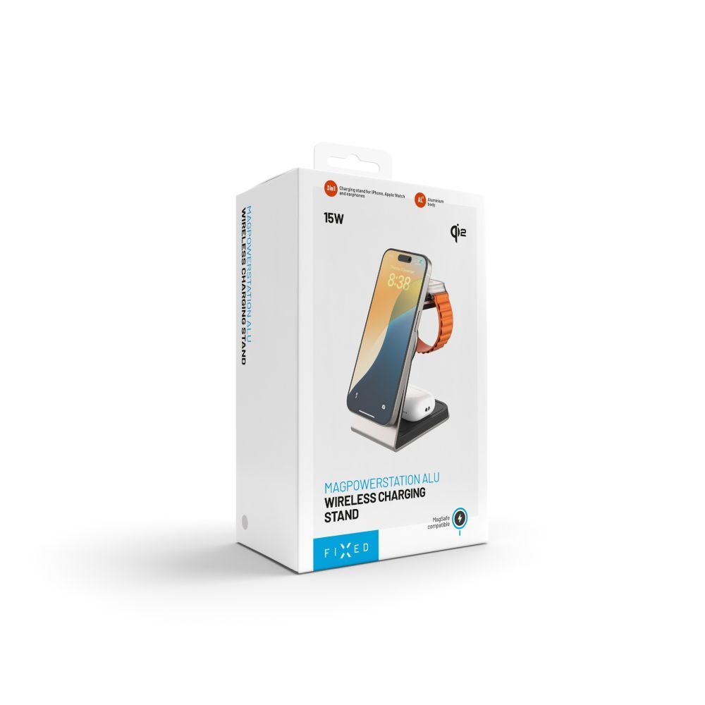 FIXED MagPowerstation vezeték nélküli töltő Alu 2, titanium