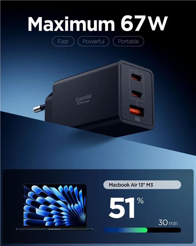 Spigen Essential 67W Wall Charger Black
