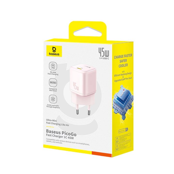 Baseus PicoGo 45W Wall Charger Pink