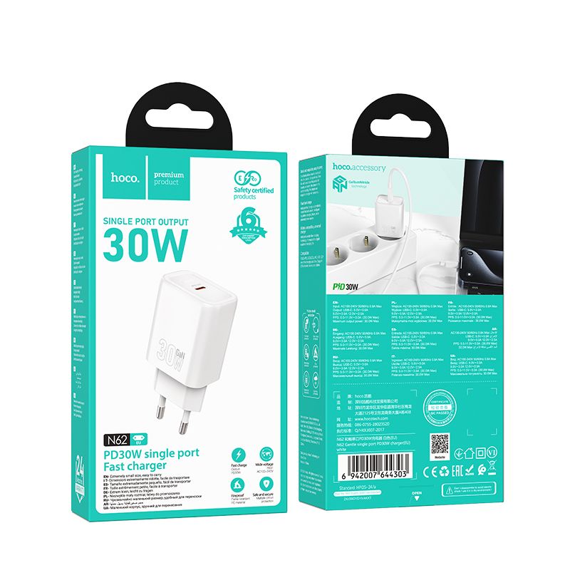Hoco N62 Gentle PD Wall Charger White