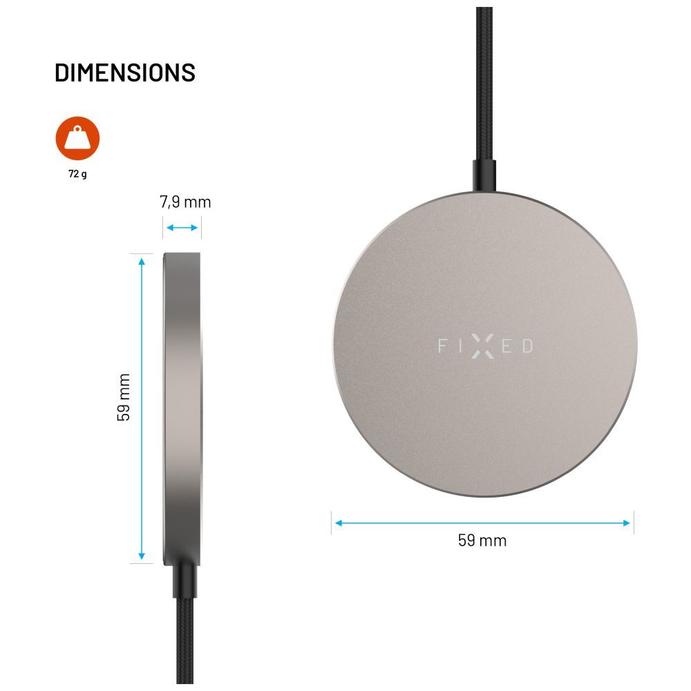 FIXED MagPad Slim Qi2 MagSafe Wireless töltő Titan