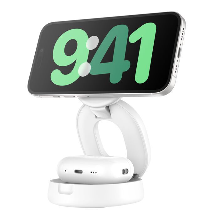 Belkin Boost Charge adjustable magsafe 2-in-1 Charger Qi2 White