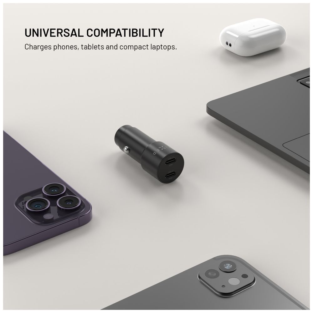 FIXED Dual USB-C Car Charger 65W PD 3.0 Black