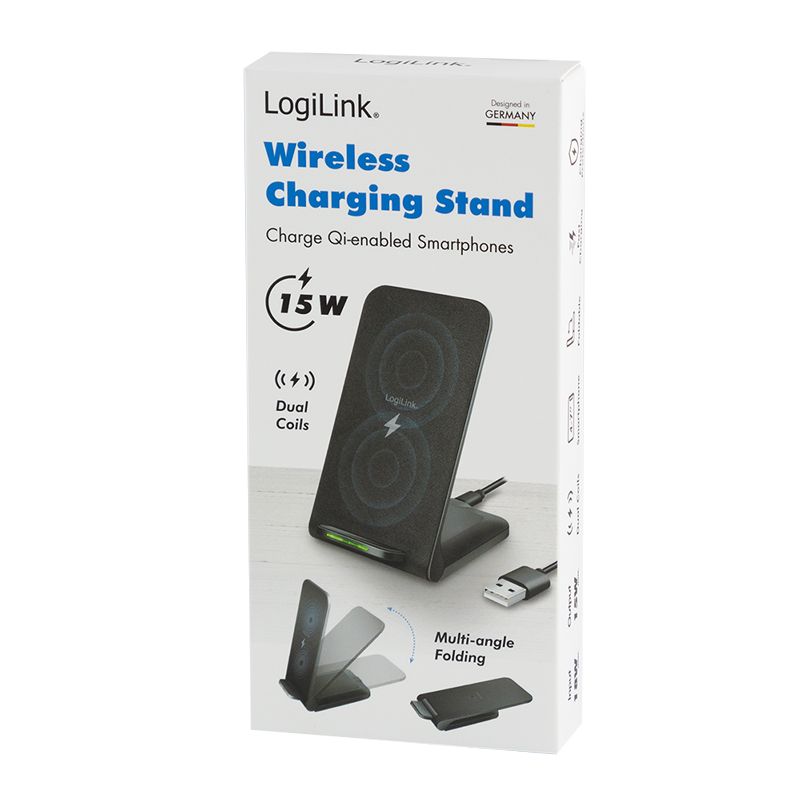 Logilink Smartphone stand with wireless charging function Black