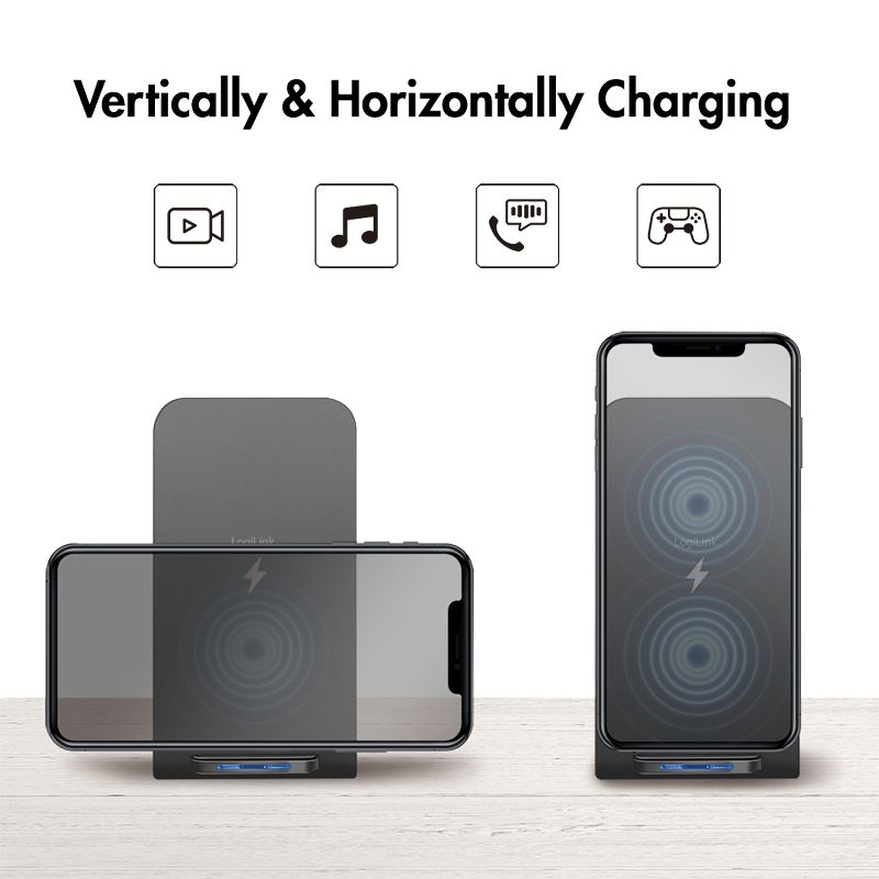 Logilink PA0315RF Smartphone stand with wireless charging function Black