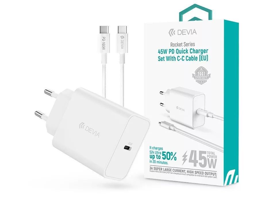 Devia ST112896 Rocket Series 45W PD+QC Wall Charger White
