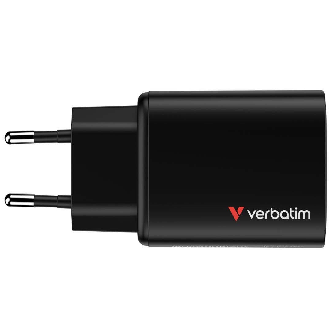 Verbatim Essentials GaN Wall Charger EU Plug 65W 3-Port Black