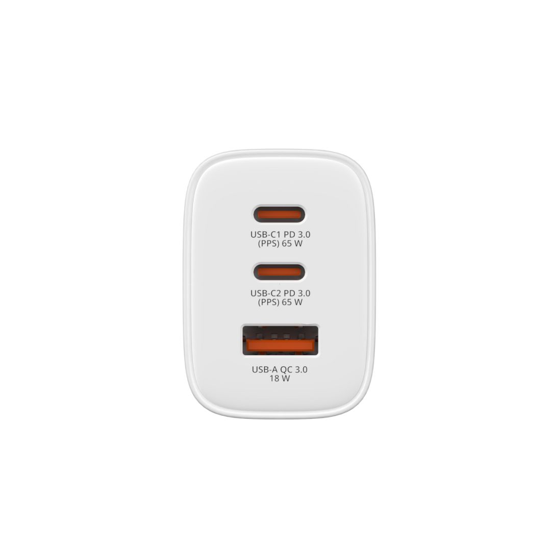 Verbatim Essentials GaN Wall Charger EU Plug 65W 3-Port White
