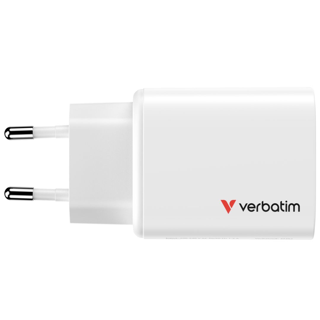 Verbatim Essentials GaN Wall Charger EU Plug 65W 3-Port White