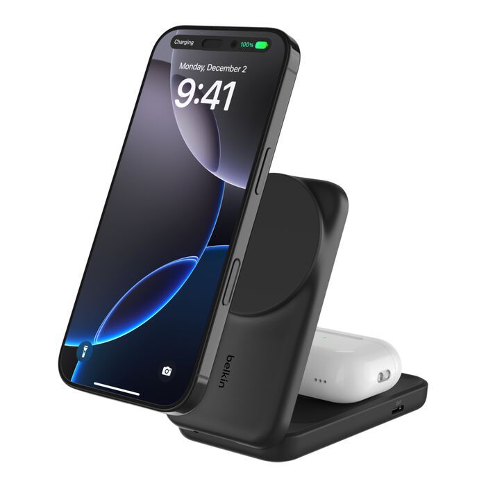 Belkin UltraCharge 25W Qi2 magnetic 2-in-1 Charger Black