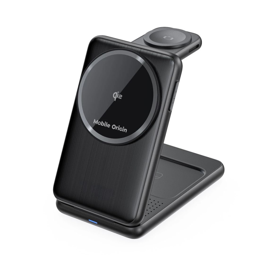 Mobile Origin 3in1 Foldable Qi2 Charger PW8 Black