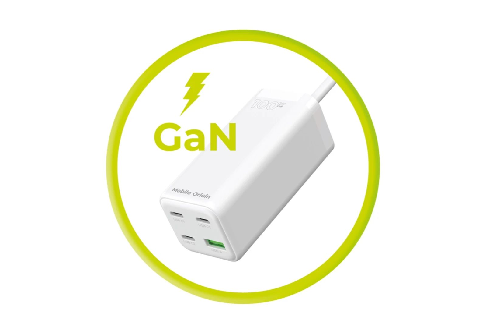 Mobile Origin GaN 100W Compact MultiHub Charger PW18 with 3x USB-C + USB-A