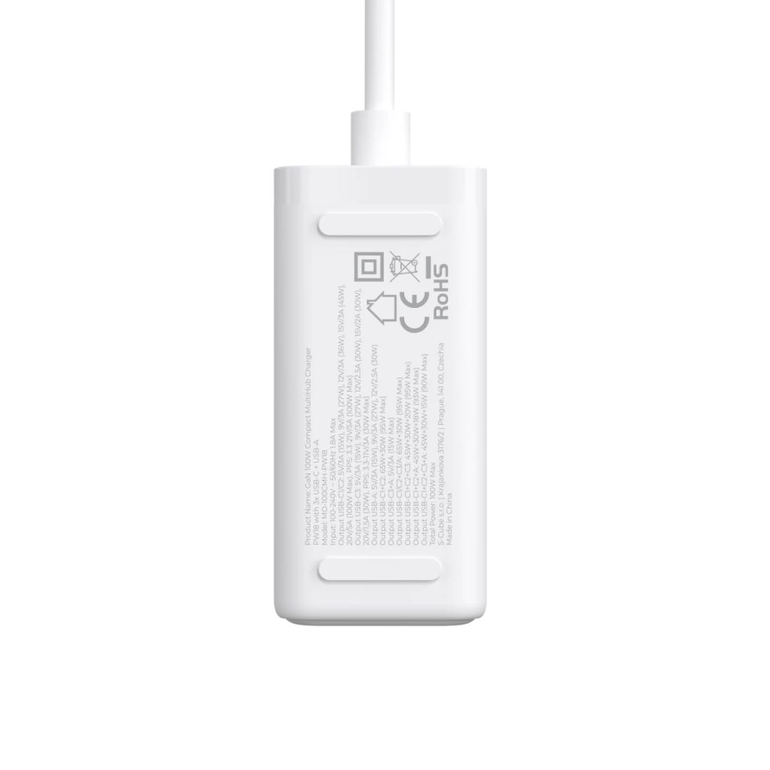 Mobile Origin GaN 100W Compact MultiHub Charger PW18 with 3x USB-C + USB-A