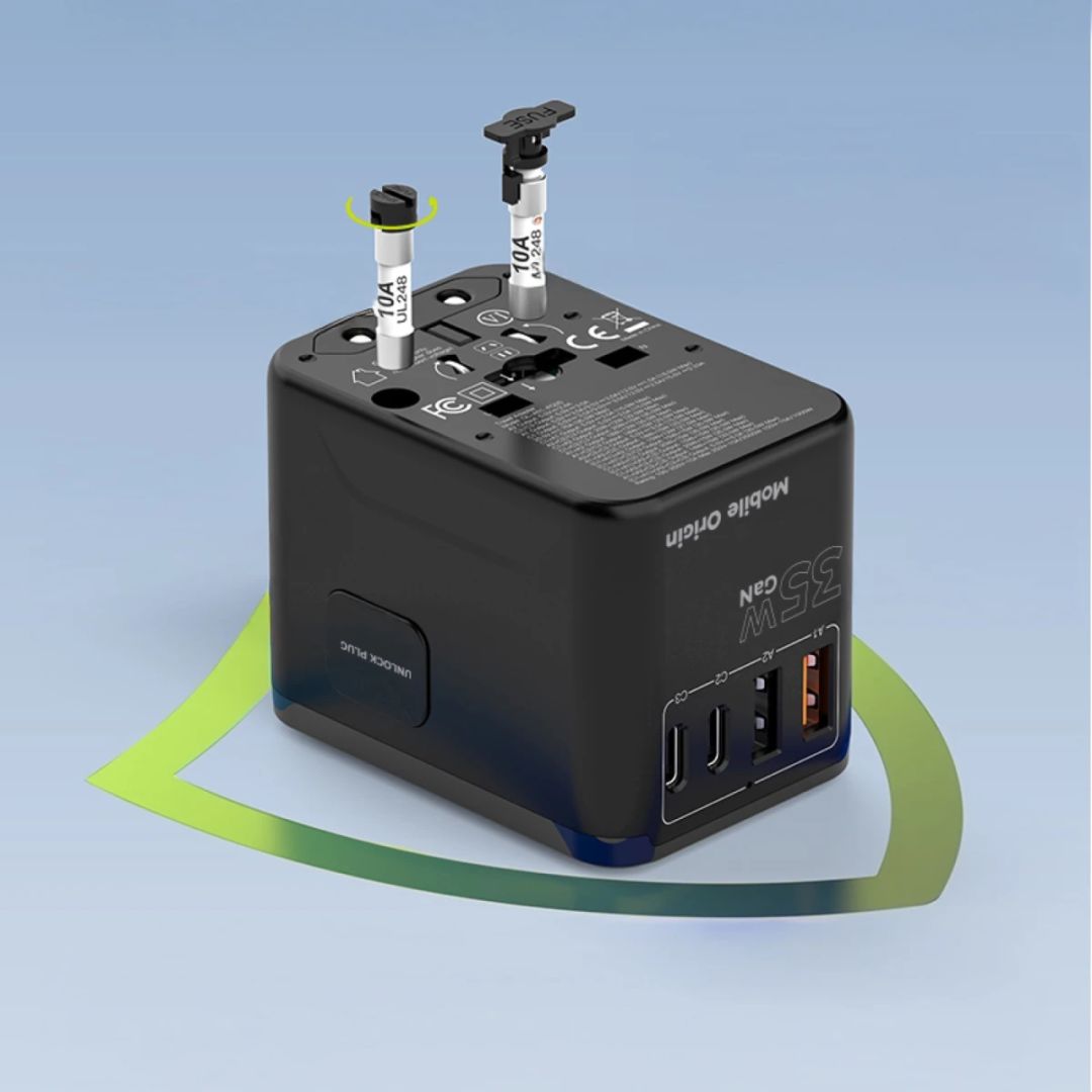 Mobile Origin GaN 35W Travel Adapter PW4 EU/UK/US/AUS, 3x USB-C + 2x USB-A 