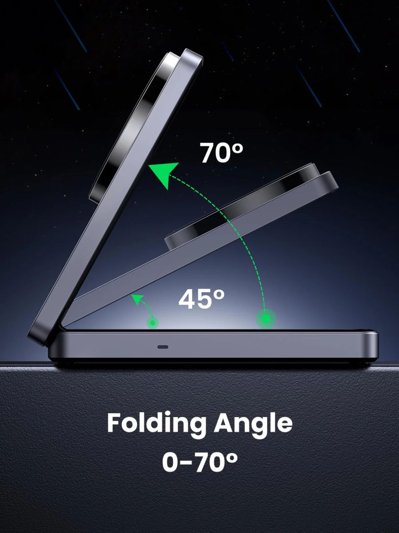 UGREEN Qi2 15W MagFlow 2-in-1 Wireless Charger Grey