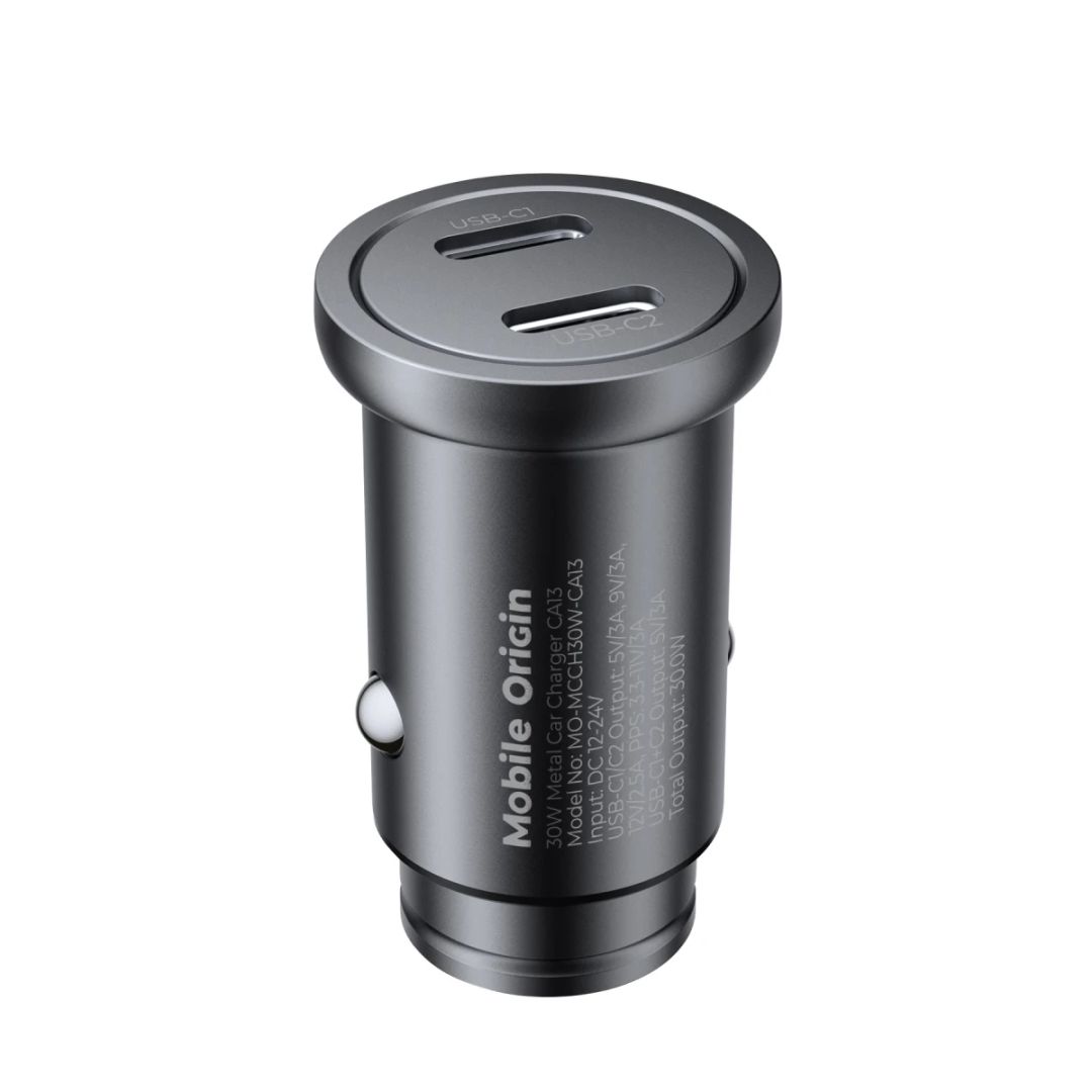 Mobile Origin Metal Car Charger 30W CA13, 2x USB-C Black
