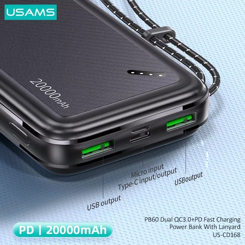Usams 20KCD16801 20000 mAh PowerBank Black