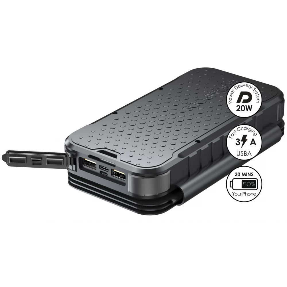 Boompods Neutron Fold Solar 16000mAh PowerBank Black