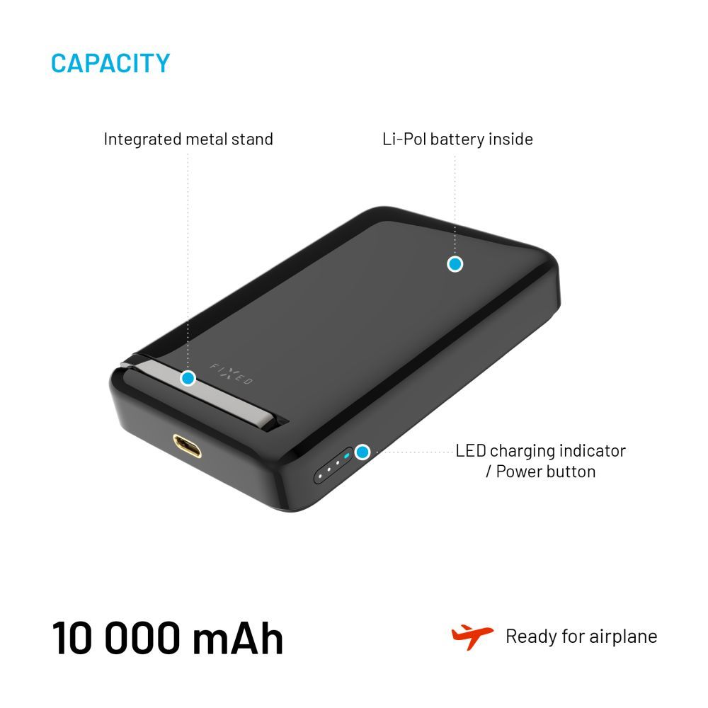 FIXED MagZen 10 Pro Qi2 standard 10000mAh PowerBank fekete