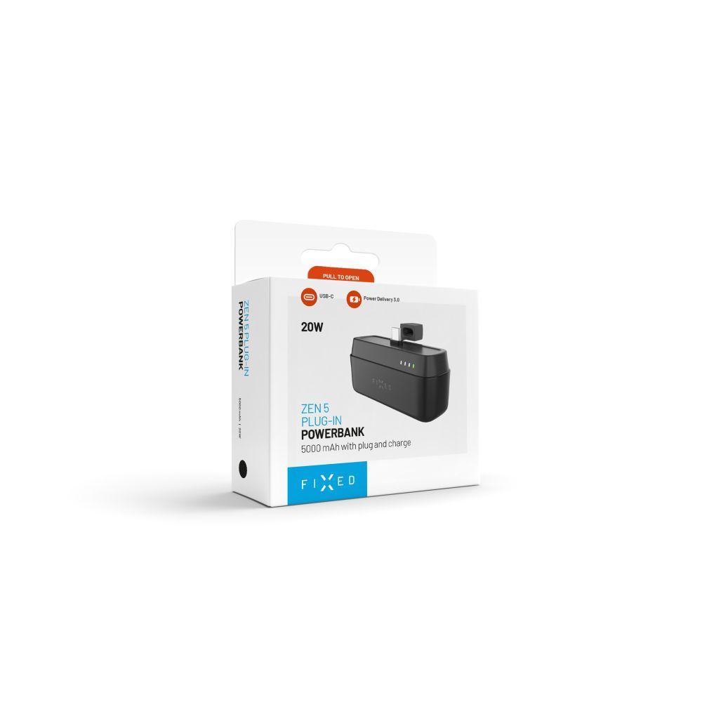 FIXED Zen 5 Plug-in PD 20W 5000mAh PowerBank fekete