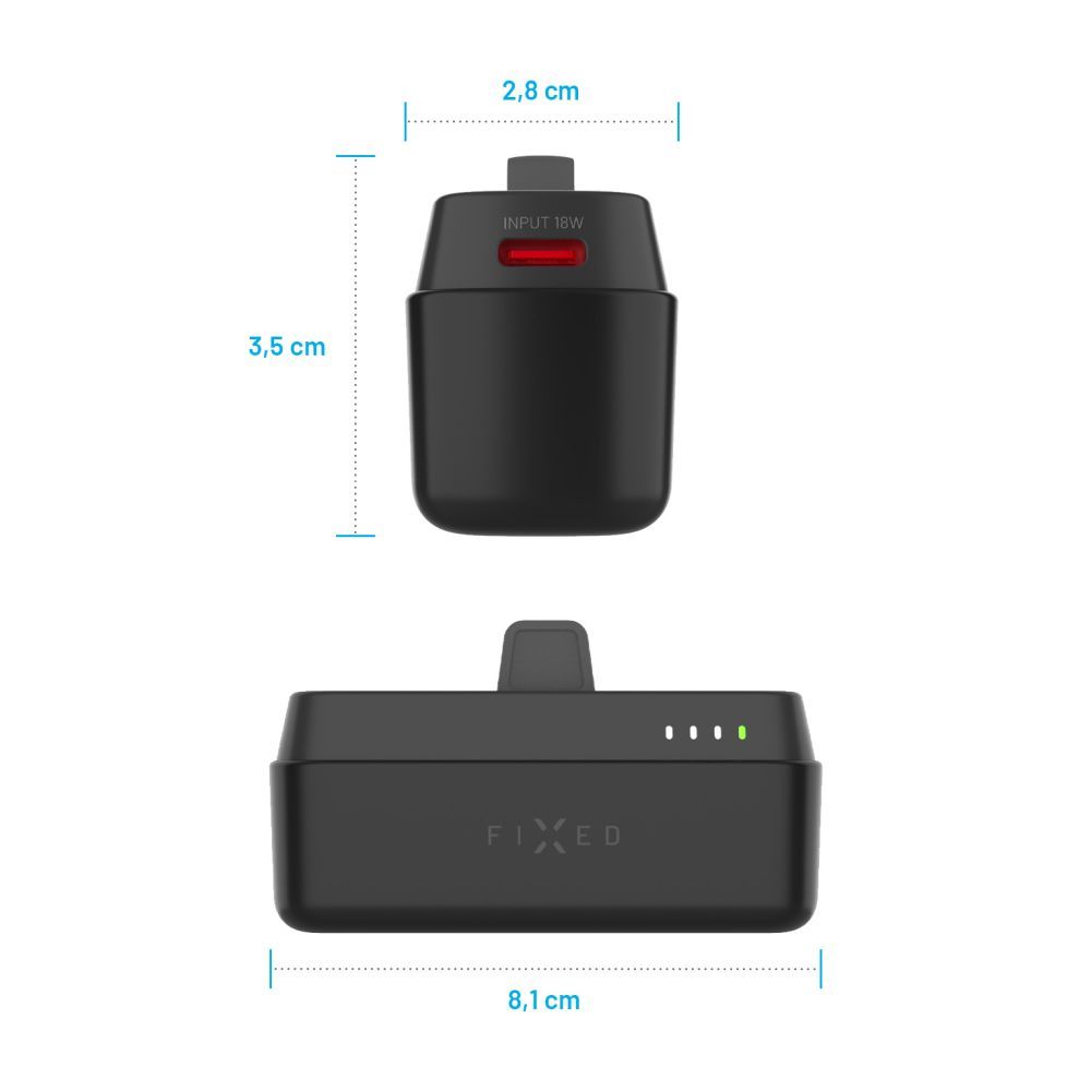FIXED Zen 5 Plug-in PD 20W 5000mAh PowerBank fekete