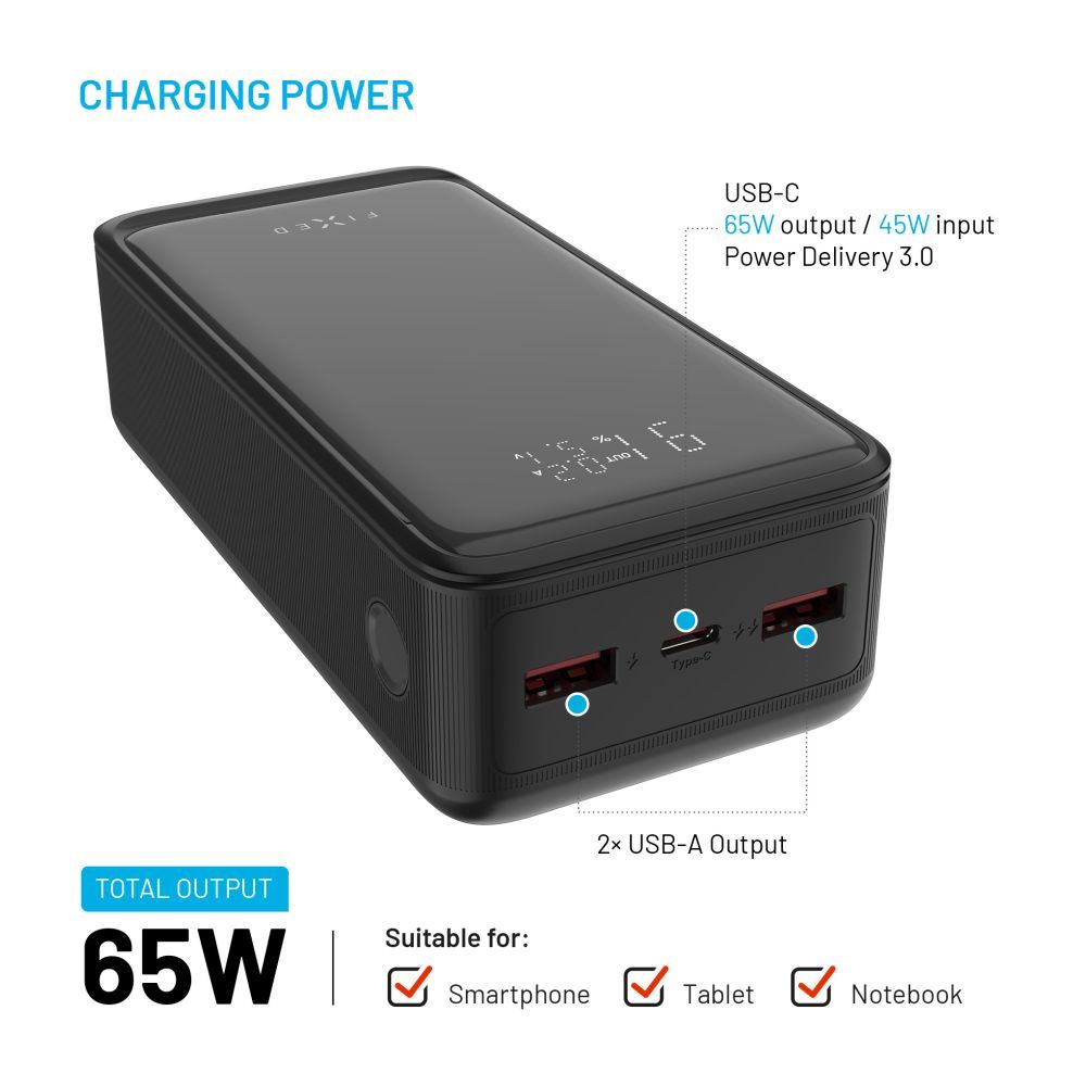 FIXED Zen2 30, 30 000 mAh PowerBank, fekete