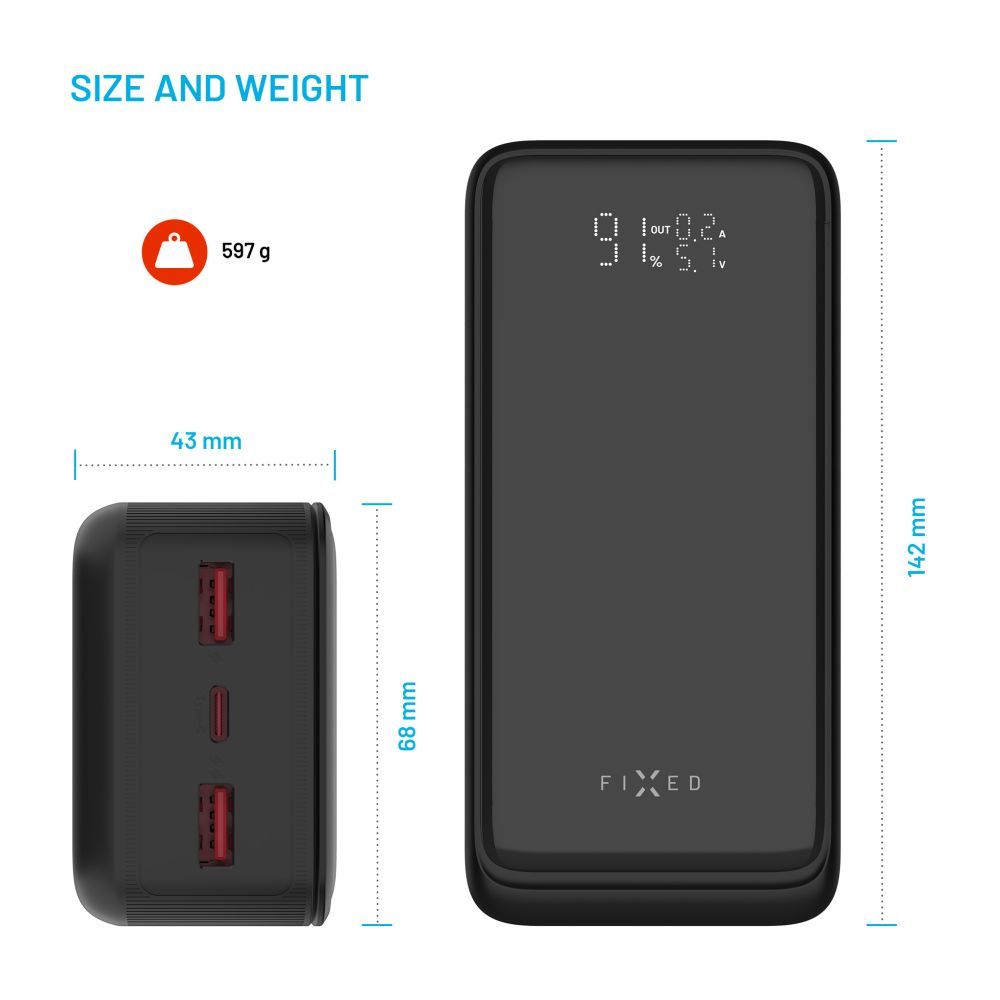 FIXED Zen2 30, 30 000 mAh PowerBank, fekete