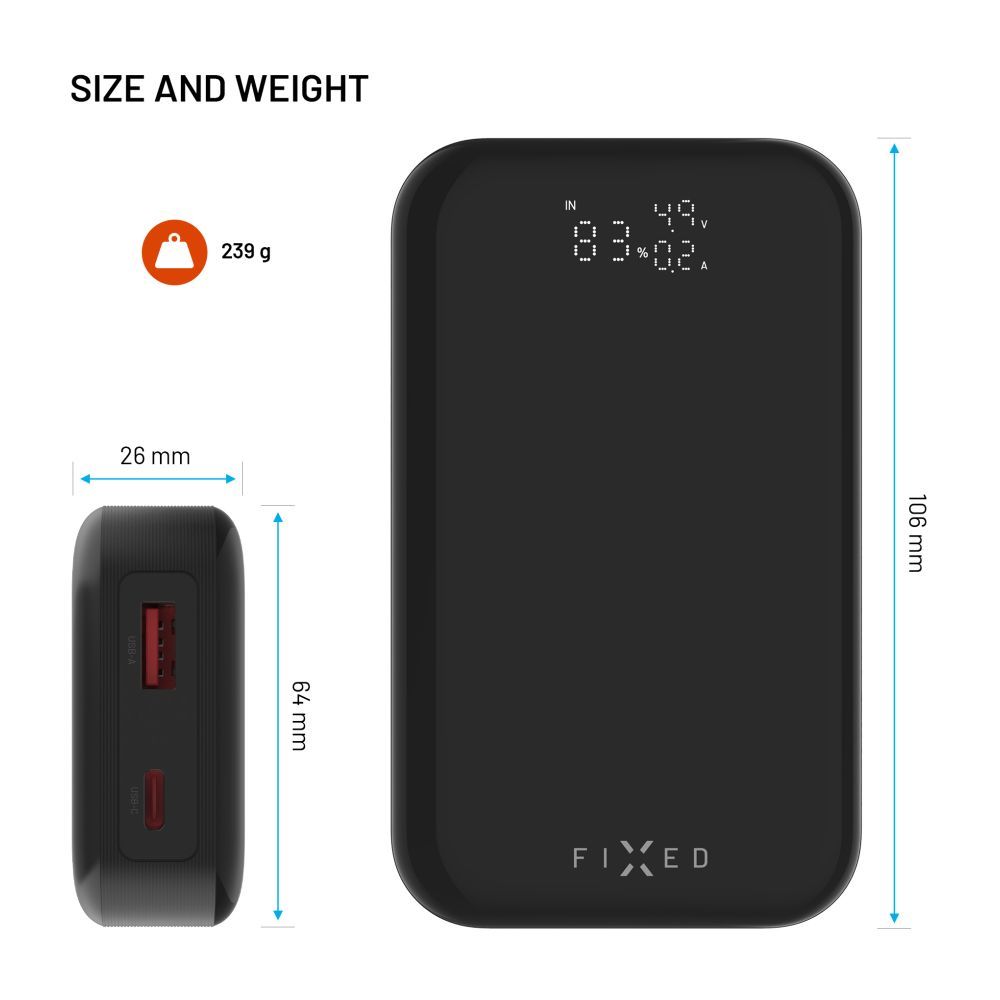 FIXED Zen 10 Pro 10 000 mAh Powerbank, fekete