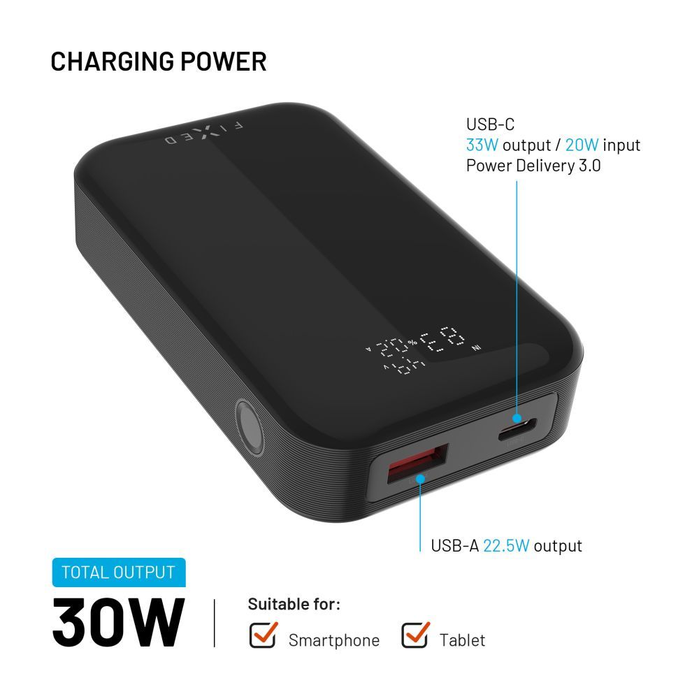 FIXED Zen 10 Pro 10 000 mAh Powerbank, fekete