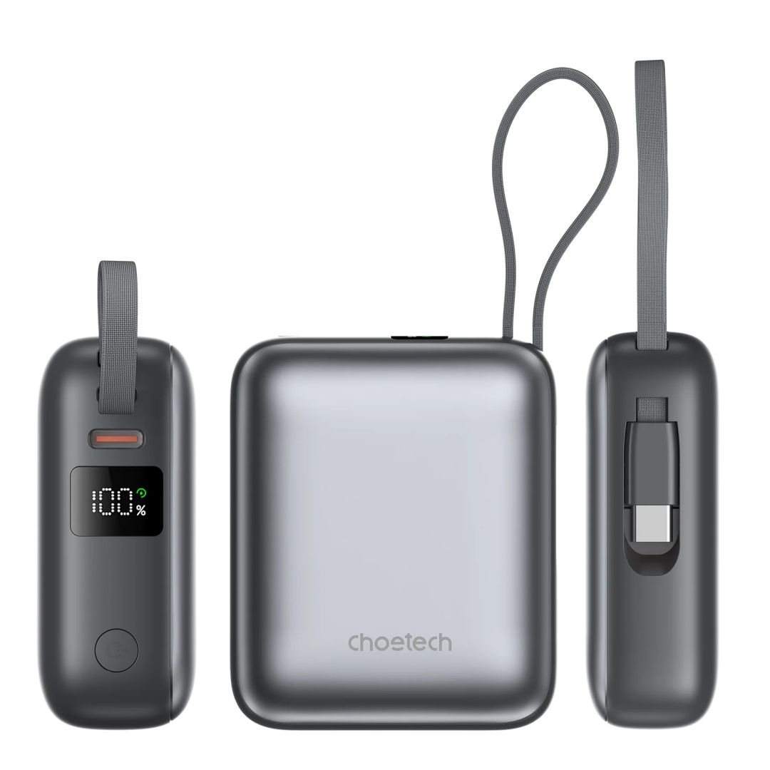 Choetech  B832 Mini 35W 10000mAh PowerBank with USB-C Cable Grey
