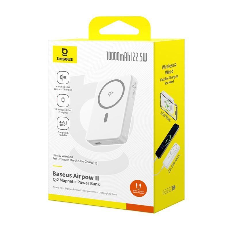 Baseus Airpow2 Qi2 Magsafe 10000mAh PowerBank White