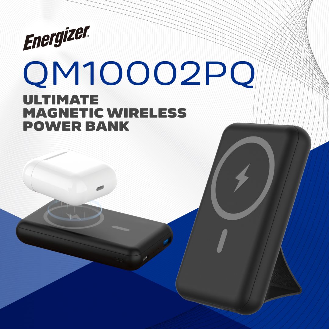 Energizer QM10002PQ 10000mAh 15W Magnetic Wireless Charging PowerBank Black